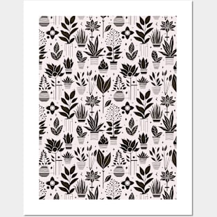 Bauhaus Plant Pattern, Brown Posters and Art